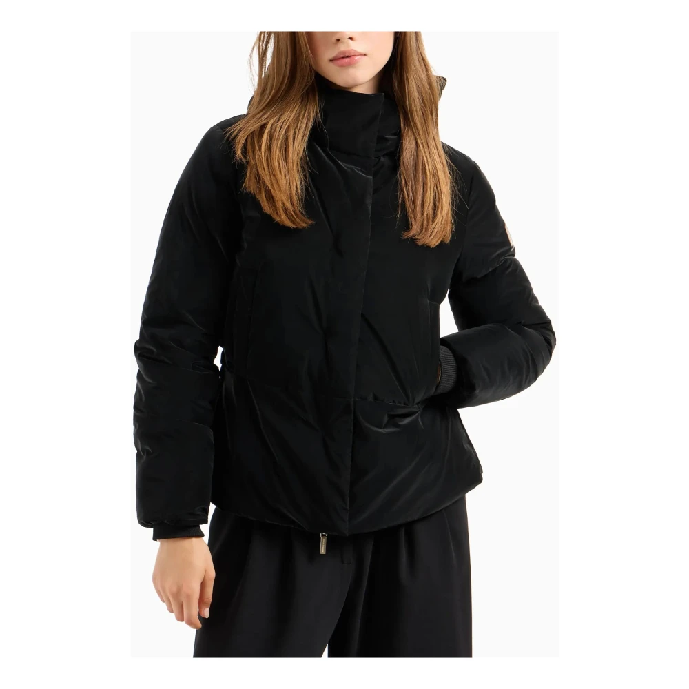 Armani Exchange Zwarte gewatteerde jas met capuchon Black Dames