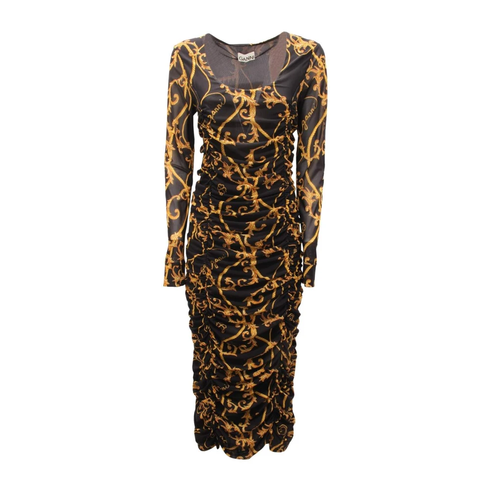 Ganni Women's Black Midi Dress - Midi Dresses - M - Dresses