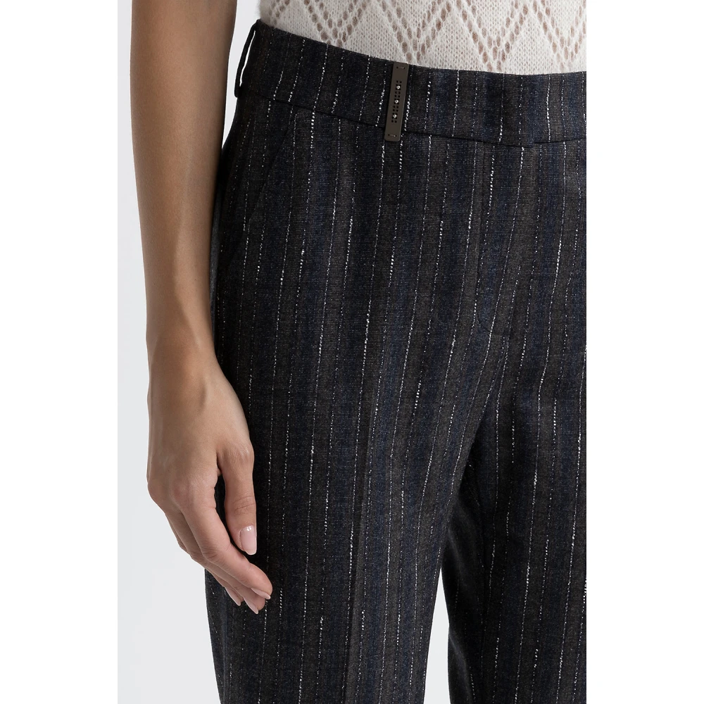 PESERICO Iconic 4718 stretch wollen flanellen broek Blue Dames