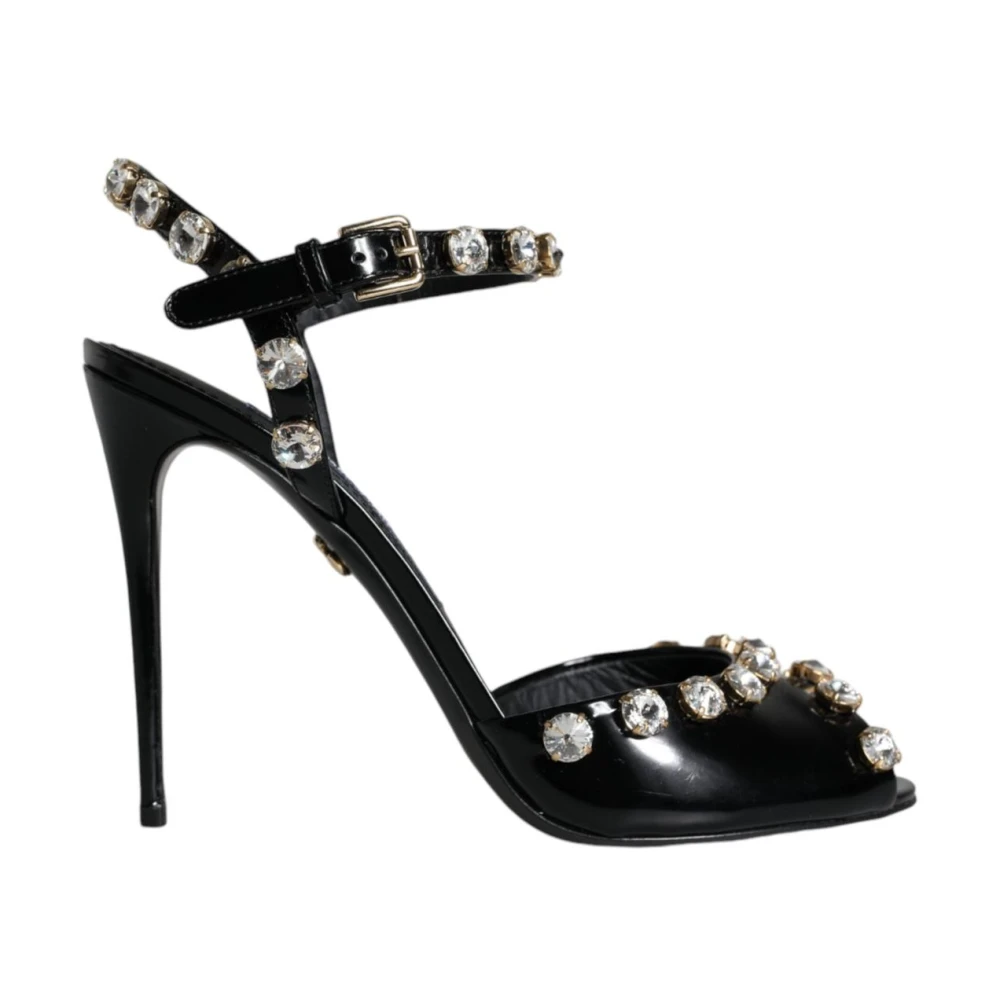 Dolce & Gabbana Women's Black Crystal Embellished High Heel Sandals