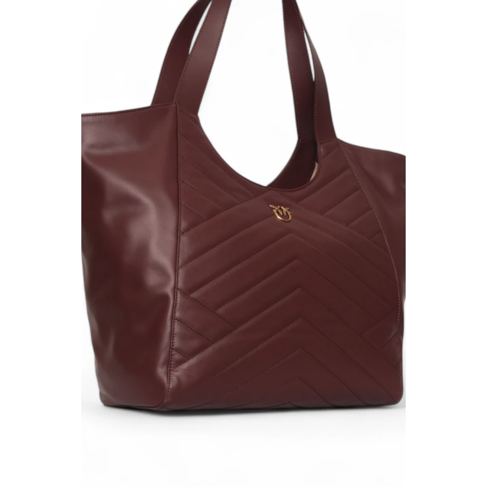 pinko Gewatteerde leren tote tas Puzzelstijl Brown Dames