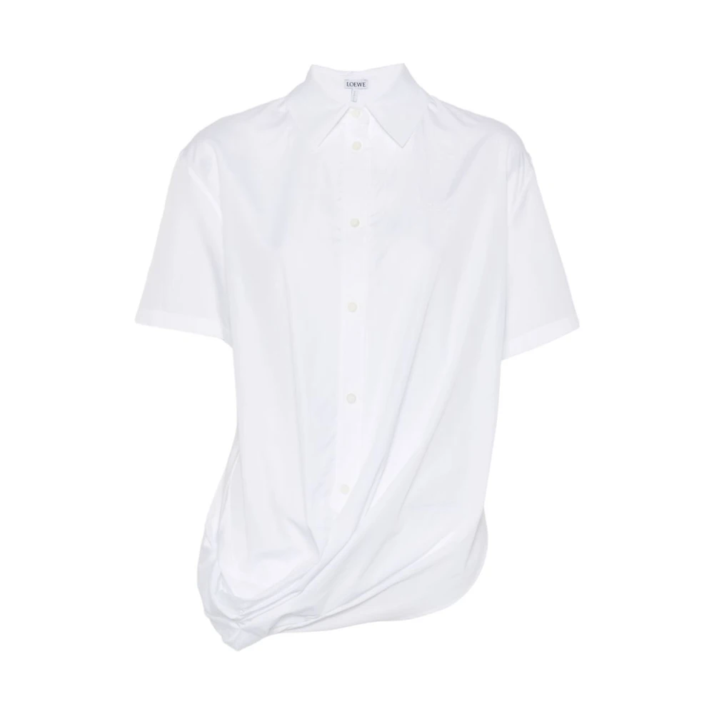 Loewe Women's White Cotton Draped Shirt - Shirts - S - Blouses & Shirts