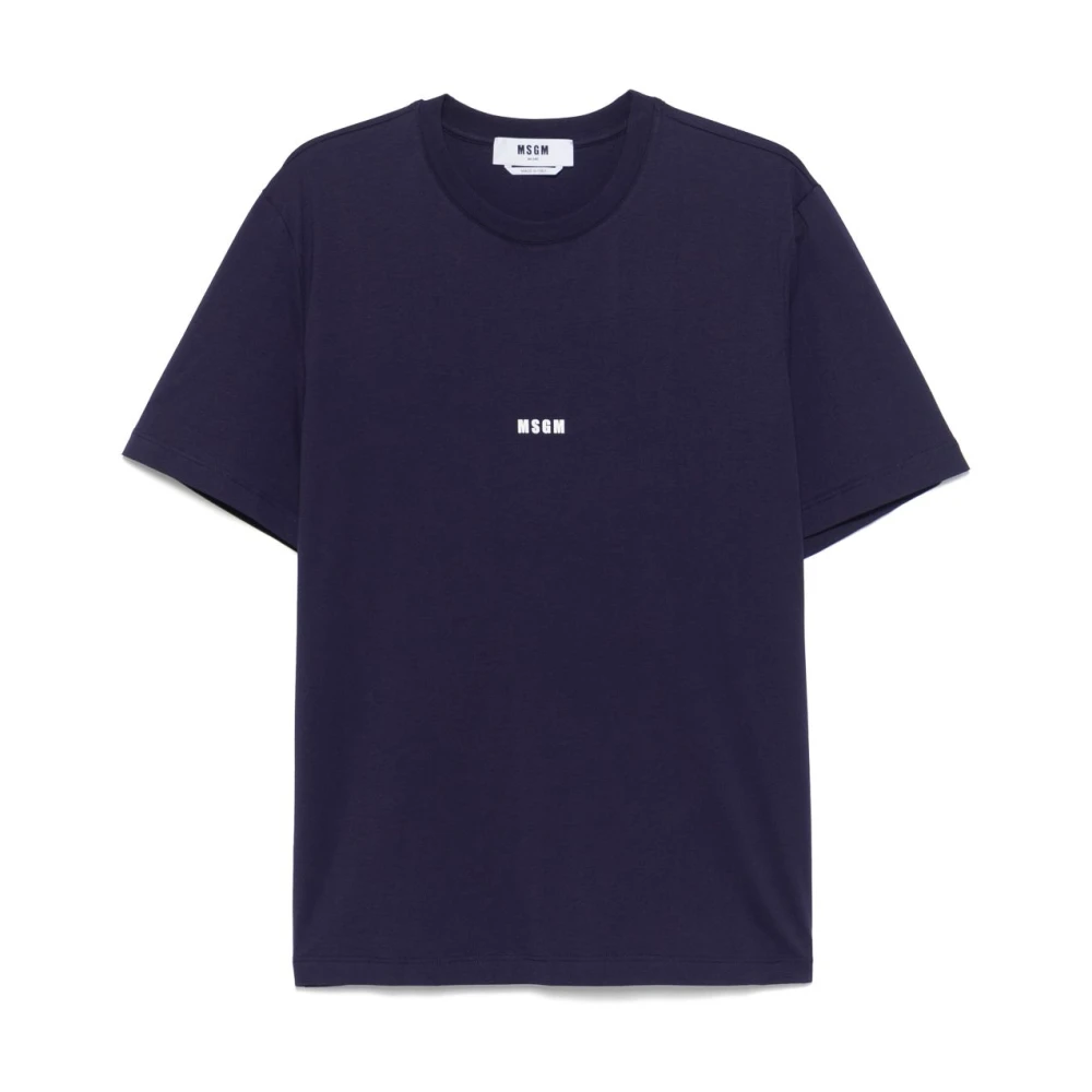 Msgm Blauw Katoenen T-shirt met Logoprint Blue Heren