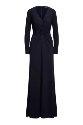 Navy Fitted Maxi Klänning