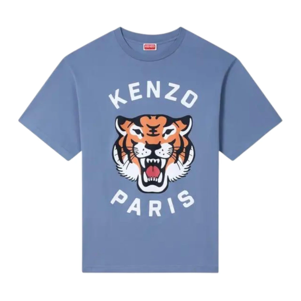 Kenzo Men's Blue T-Shirts, M, Lucky Tiger Oversize T-Shirt