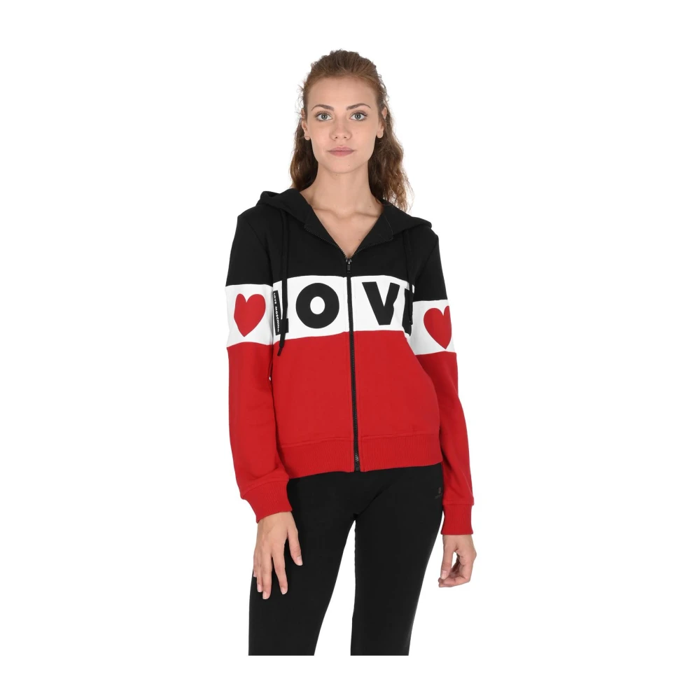Love Moschino Women's Multicolor Zip-Throughs, 2XL, Heart Print Zipup Hoodie