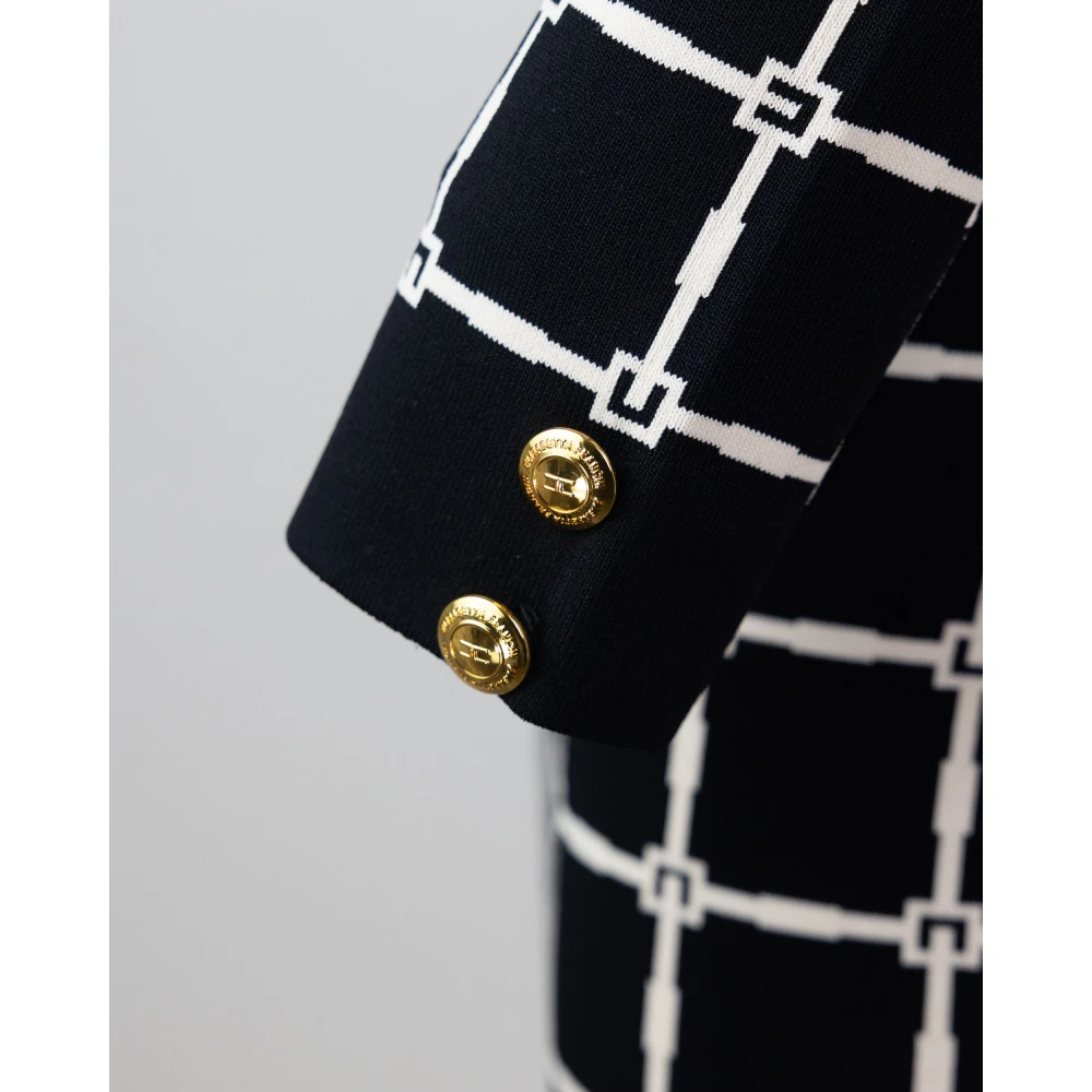 Elisabetta Franchi Zwarte jurken met gouden metalen knopen Black Dames