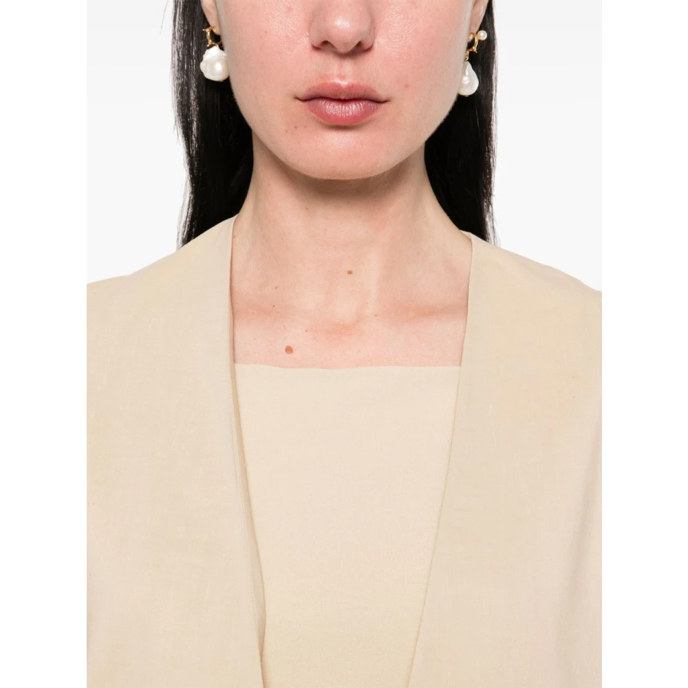 Cortana Beige Open Front Jas met Zakken Beige Dames