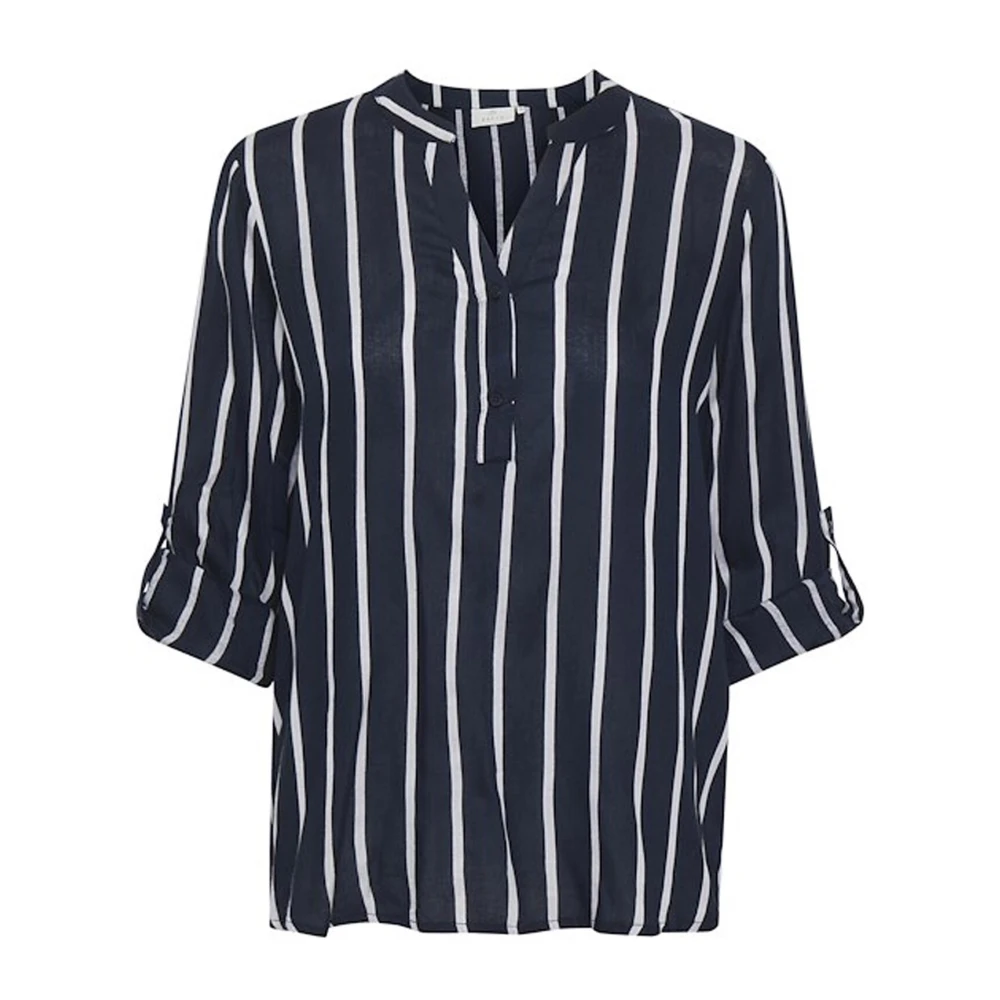 Kaffe Women's Blue Blouses,, Striped Blouse With Long Sleeves Large