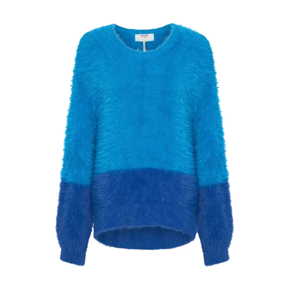 One Teaspoon Blå Fluffy Tröja Oversized Rund Hals Blue, Dam