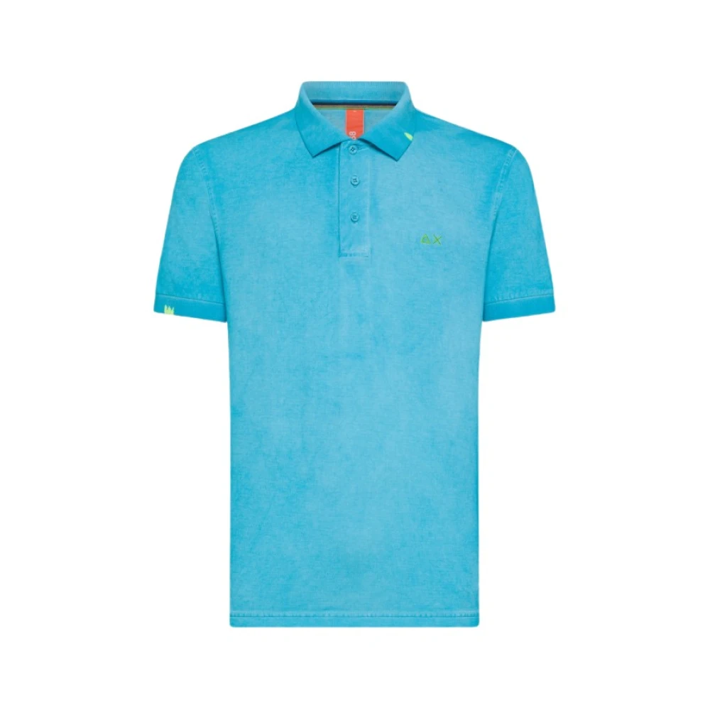 Sun68 Vintage Beach Polo Shirt Turkoois Blue Heren