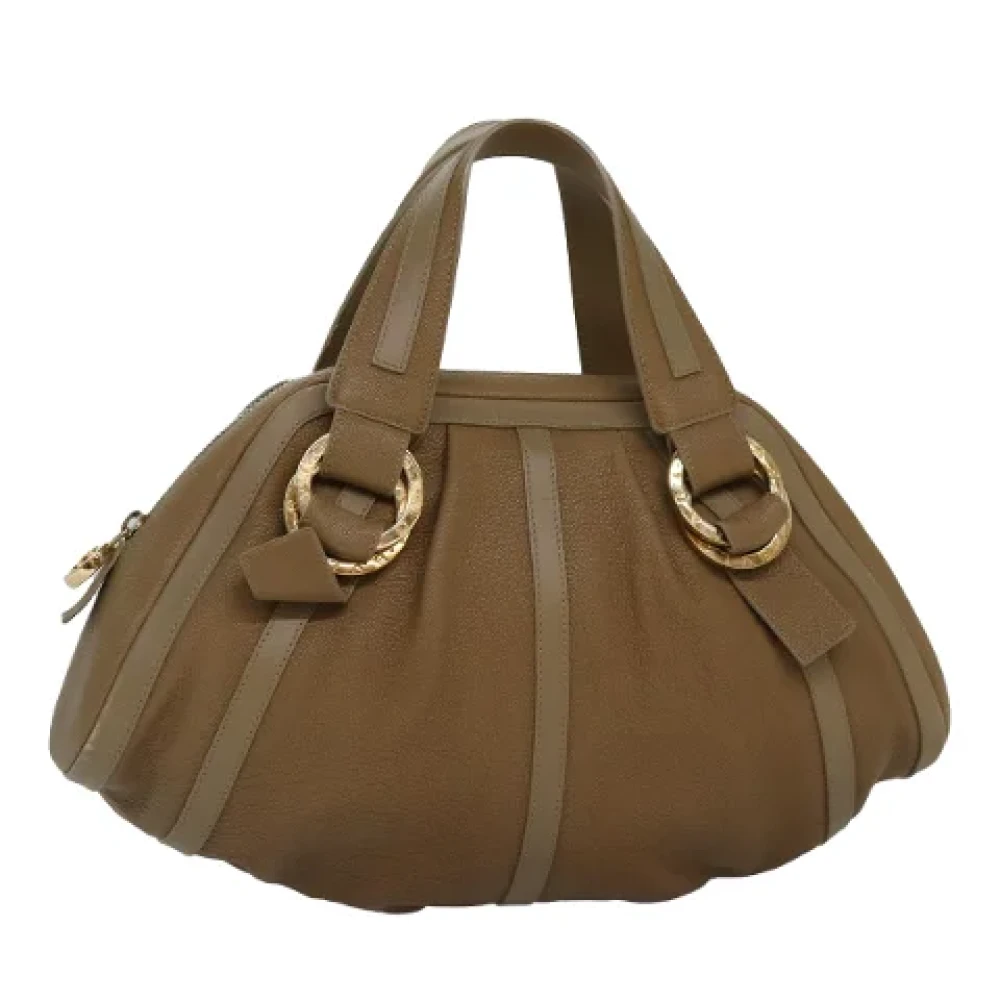 Bvlgari Vintage Pre-owned Leather handbags Beige Dames