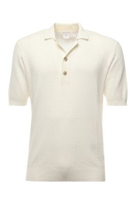 polo-beige-en-coton-avec-tissage