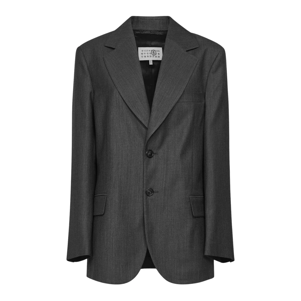 Mm6 Maison Margiela Women's Gray Blazers, Xs, Wool-Blend Blazer
