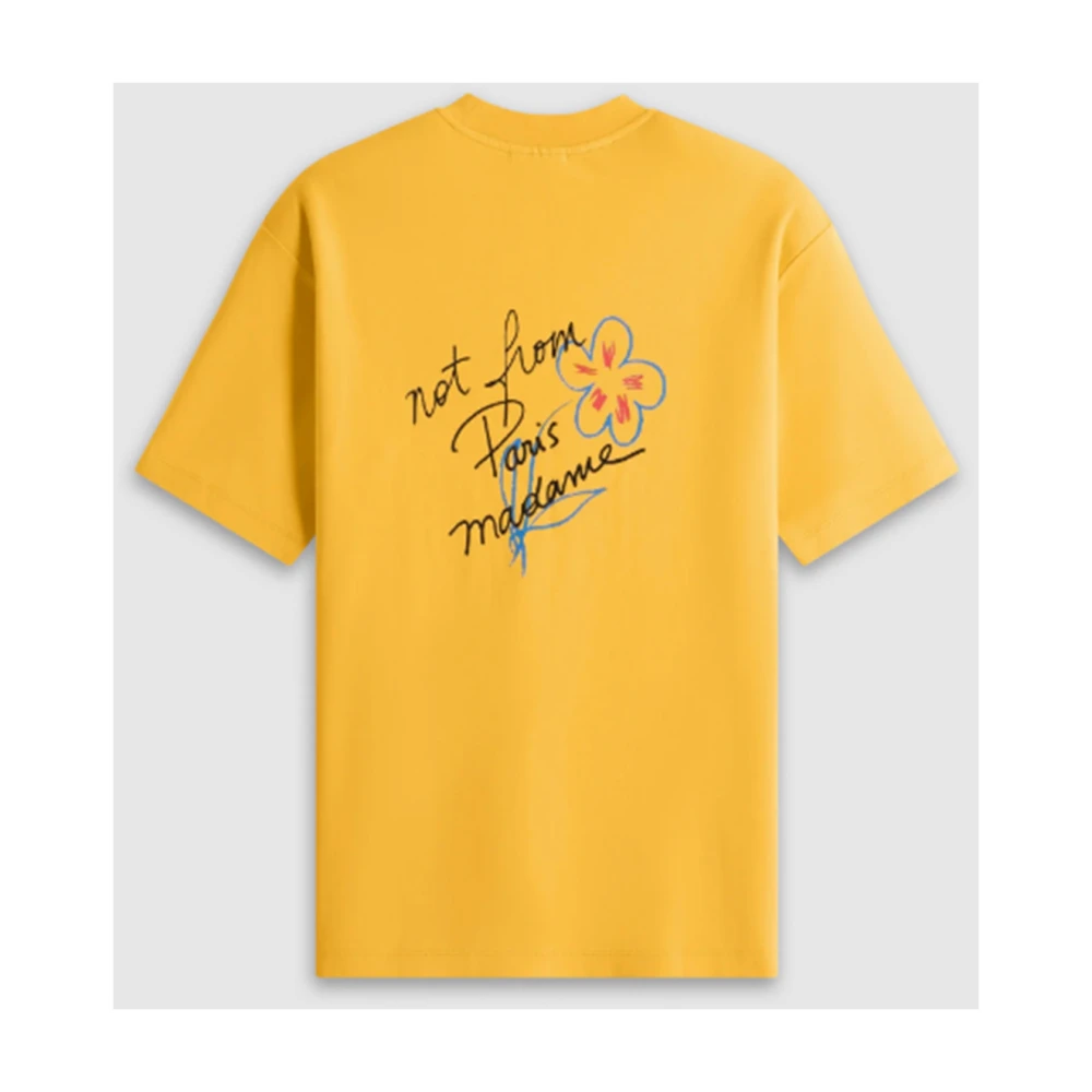 Drole de Monsieur Slogan Sketch T-shirt in Donkergeel Yellow Heren