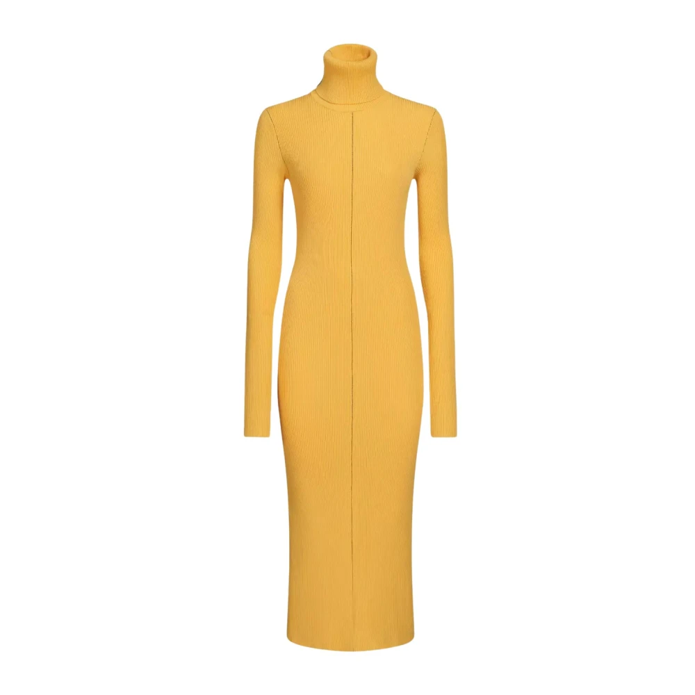 Marni Women's Yellow Roll-Neck Ribbed Midi Dress - Midi Dresses - 2XS - Dresses