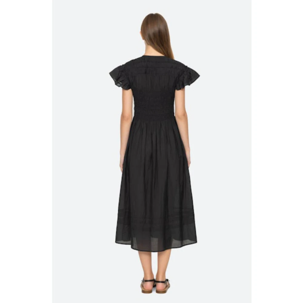 Sea NY Bloemenkatoenen jurk met kwastjes Black Dames