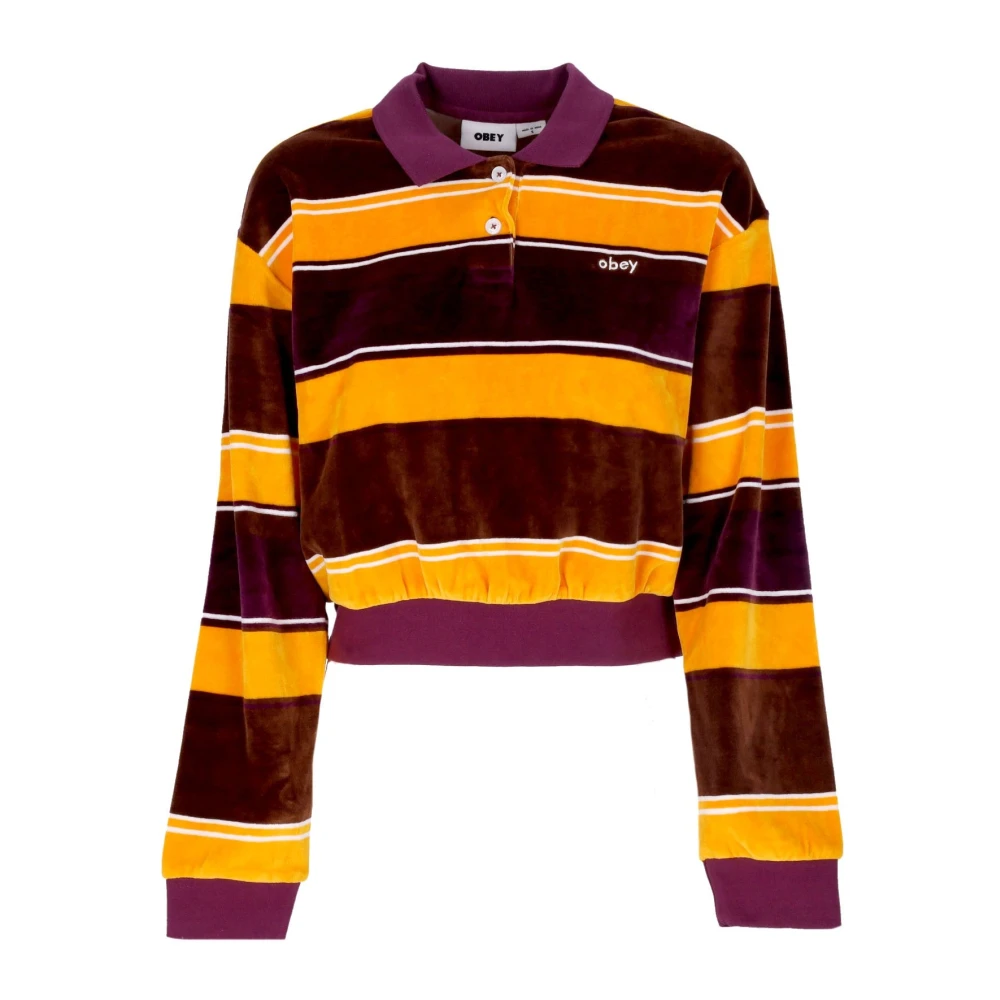 Obey Women's Striped Chenille Long Sleeve Polo