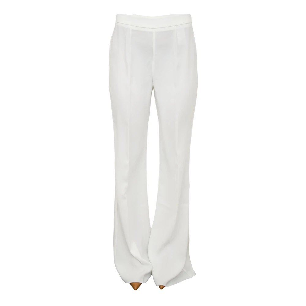 Nenette Witte Satijnen Flare Broek White Dames