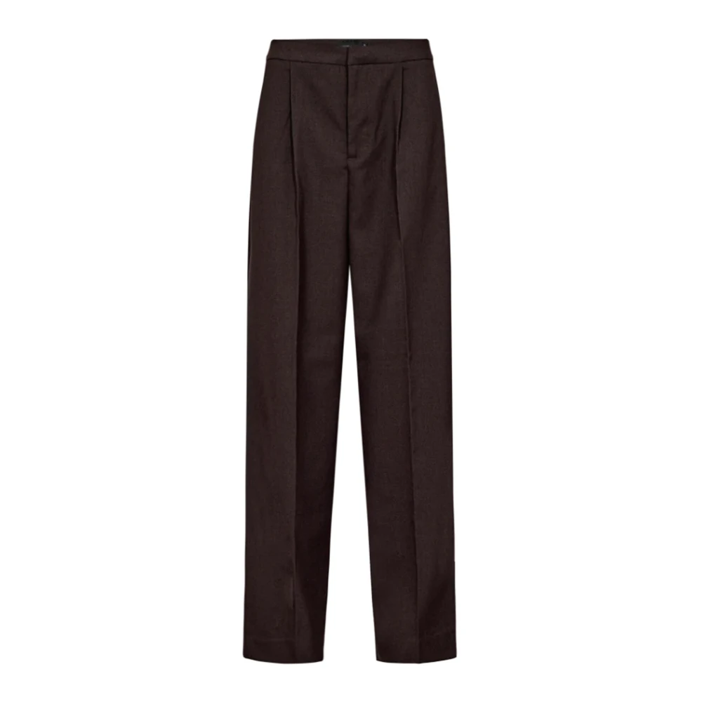 Copenhagen Muse Pinstripe Straight Leg Tailor Broek Koffie Brown Dames