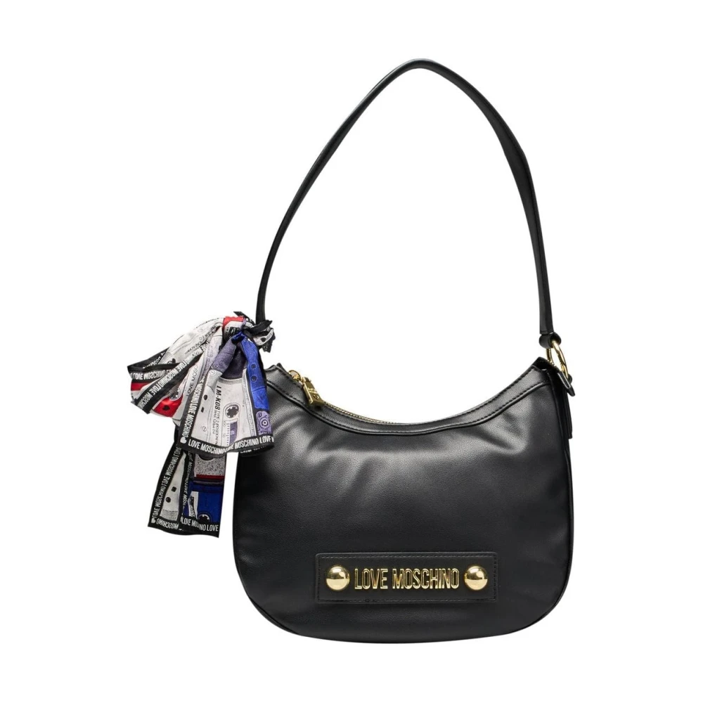 Love Moschino Elegante Zwarte Handtas met Gouden Details Black Dames