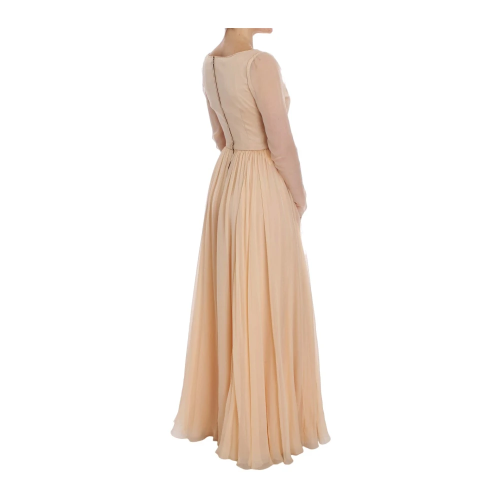 Dolce & Gabbana Elegante Beige Zijden Etuijurk Beige Dames