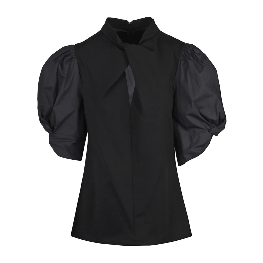 Liviana Conti Poplin Mouw Blouse met Ballonmouwen Black Dames