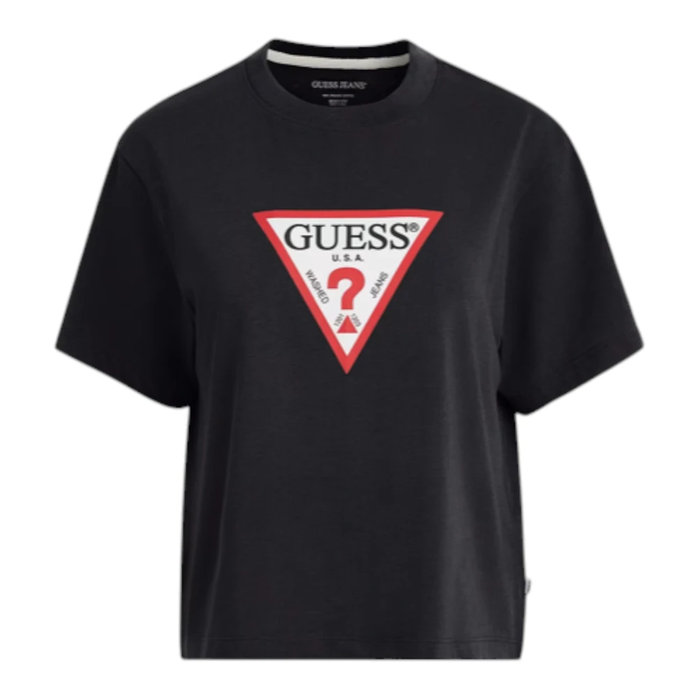 Guess Biologisch Katoenen Boxy T-shirt Black Dames