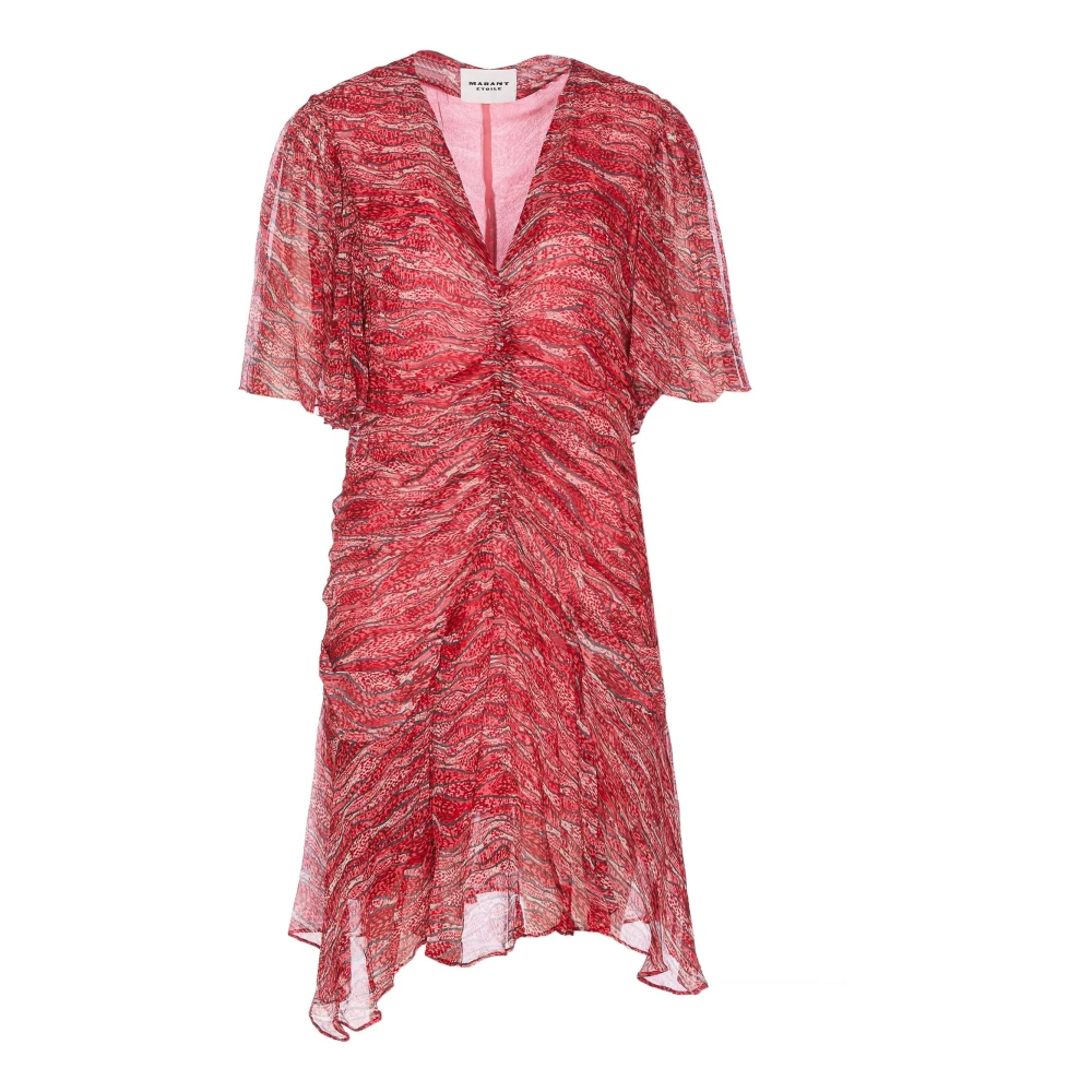 Isabel Marant Étoile Rode Chiffon Mini Jurk Grafische Print Red Dames