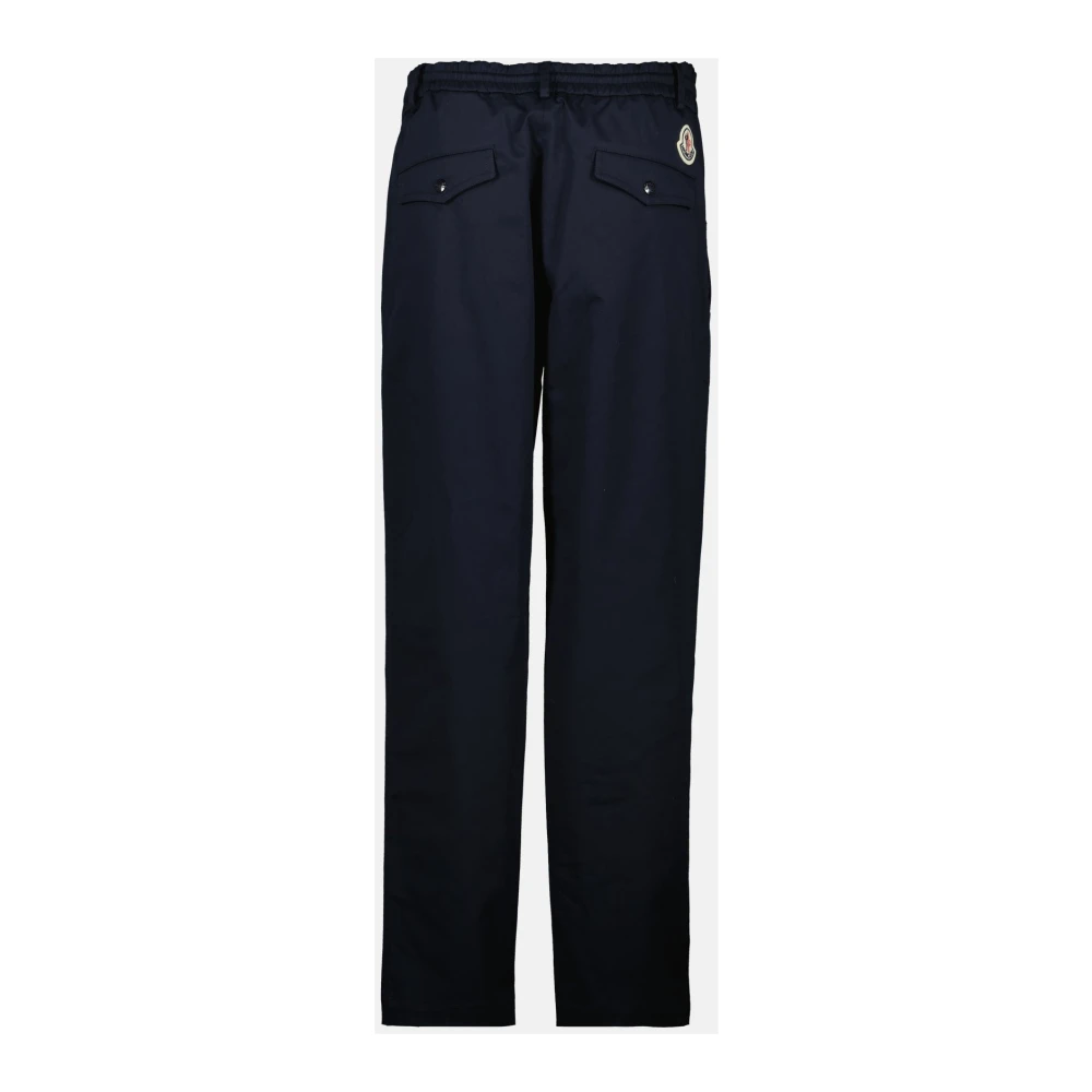 Moncler Blauwe Katoenen Straight Leg Broek Blue Heren