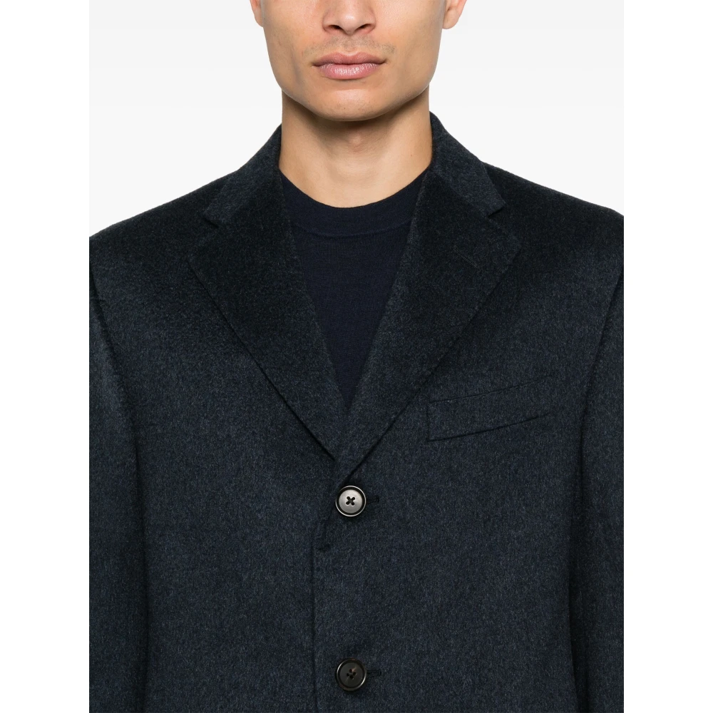Corneliani Luxe Cashmere Jas met Afneembare Binnenkant Blue Heren