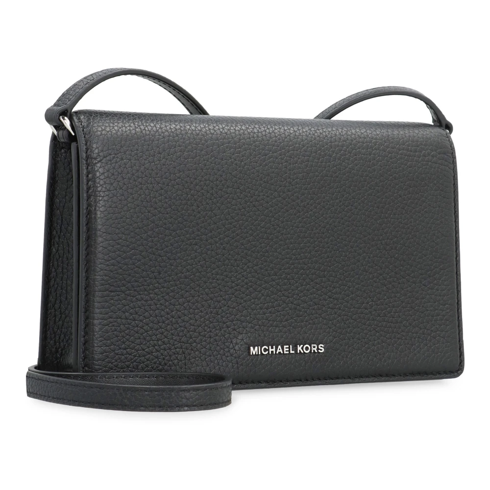 Michael Kors Leren Crossbody Tas met Klep Sluiting Black Dames