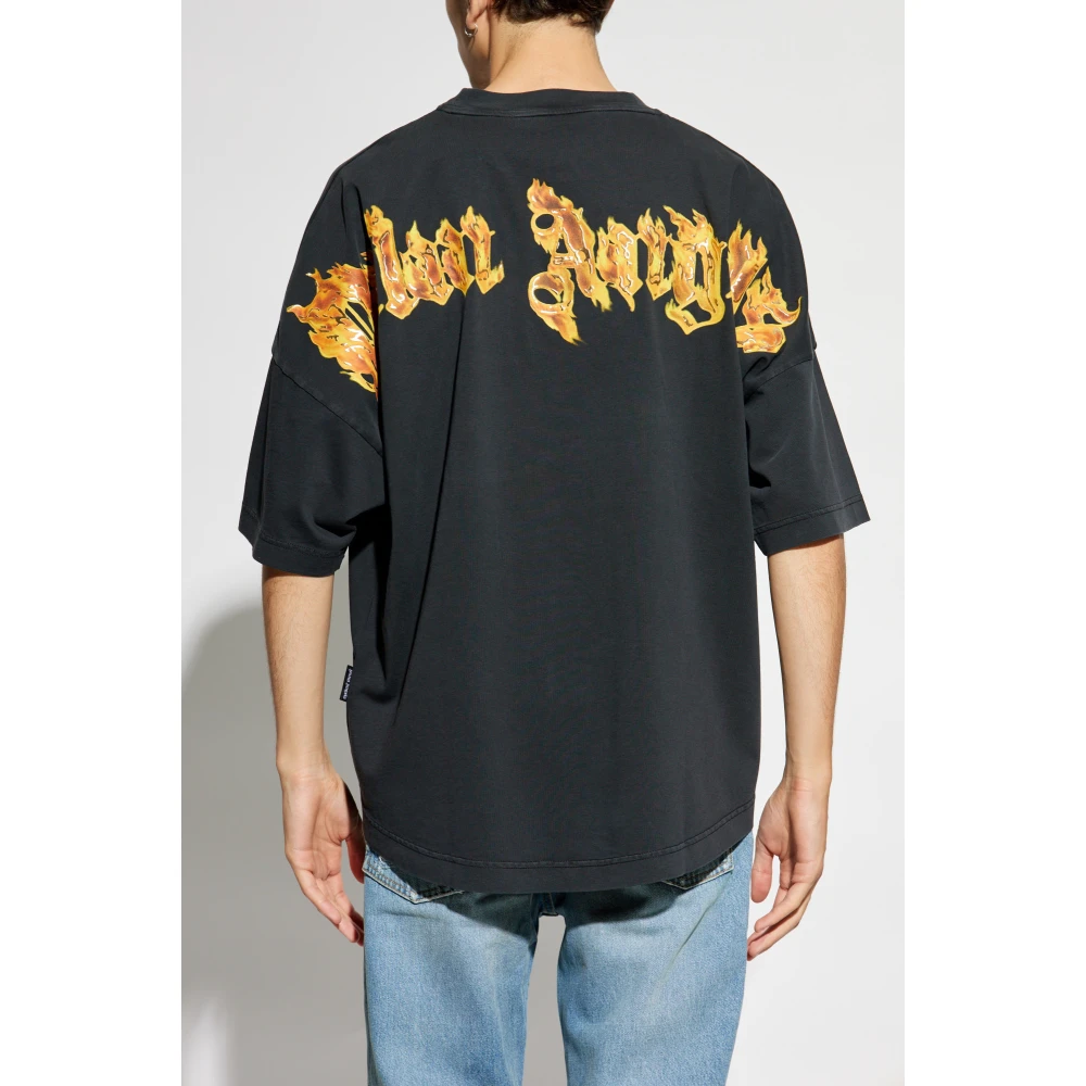 Palm Angels T-shirt met bedrukt logo Black Heren