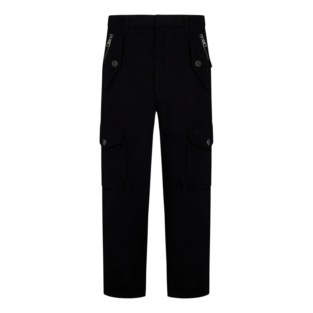 Balmain Black Cargo Trousers - Male - Straight Trousers - L - Trousers