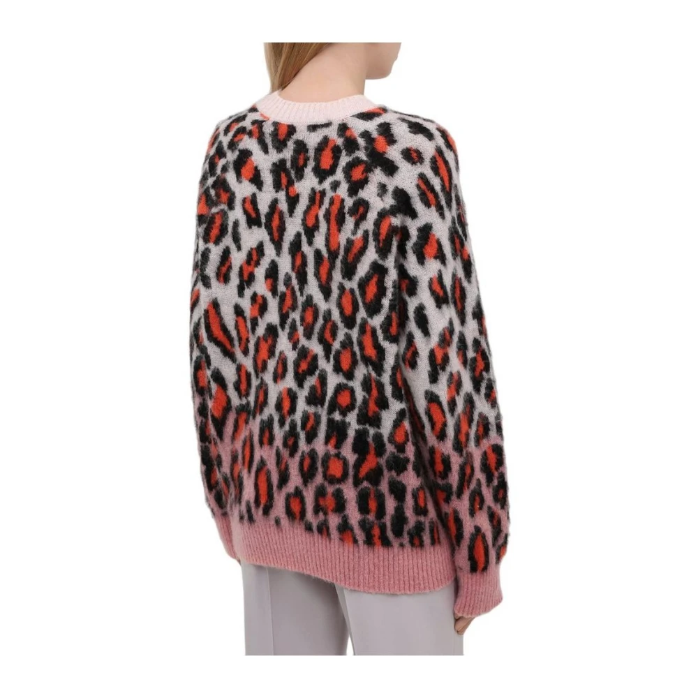 Msgm Leopard Print Mohair Sweater Multicolor Dames