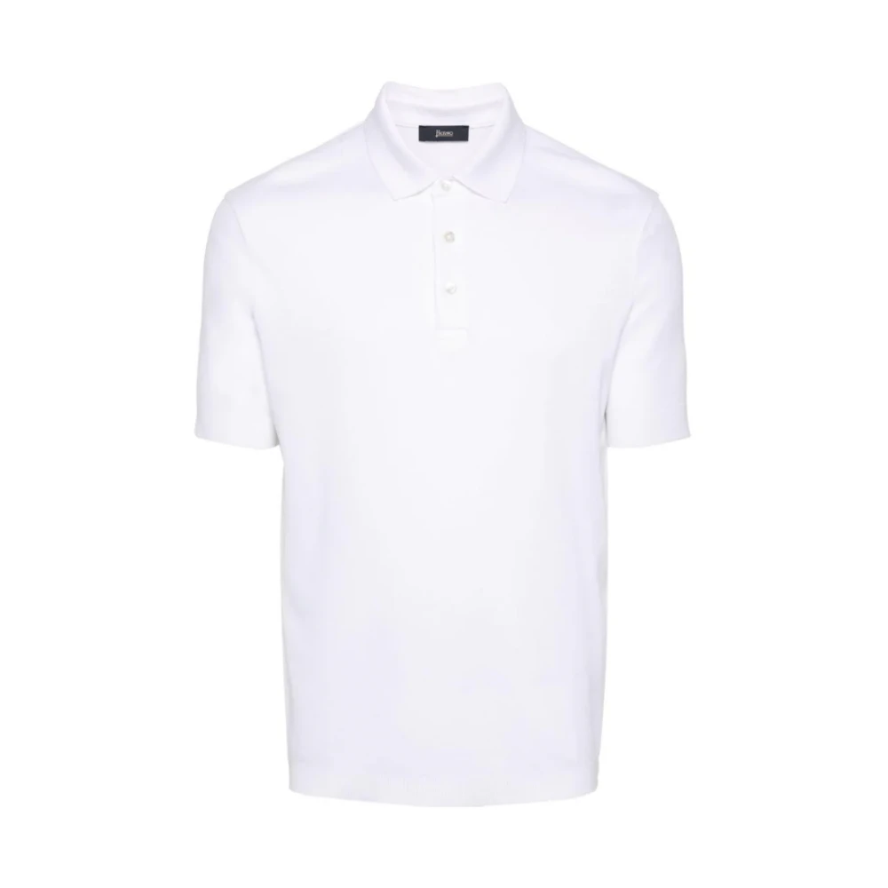 Herno Mannelijk Wit Tops Heren, M, Katoen, Polo Shirt Met Jersey Knit Effect