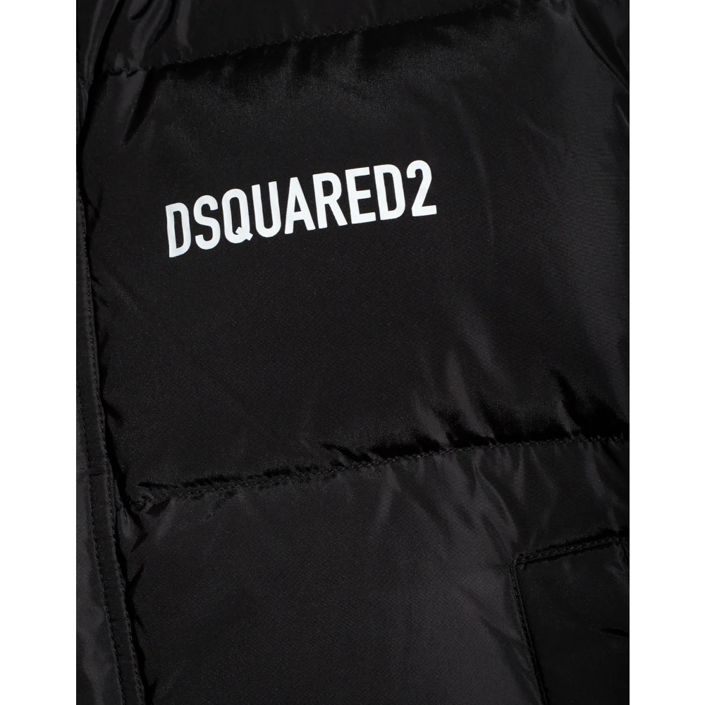 Dsquared2 Donsvest Jas Zwart Rits Logo Black Dames