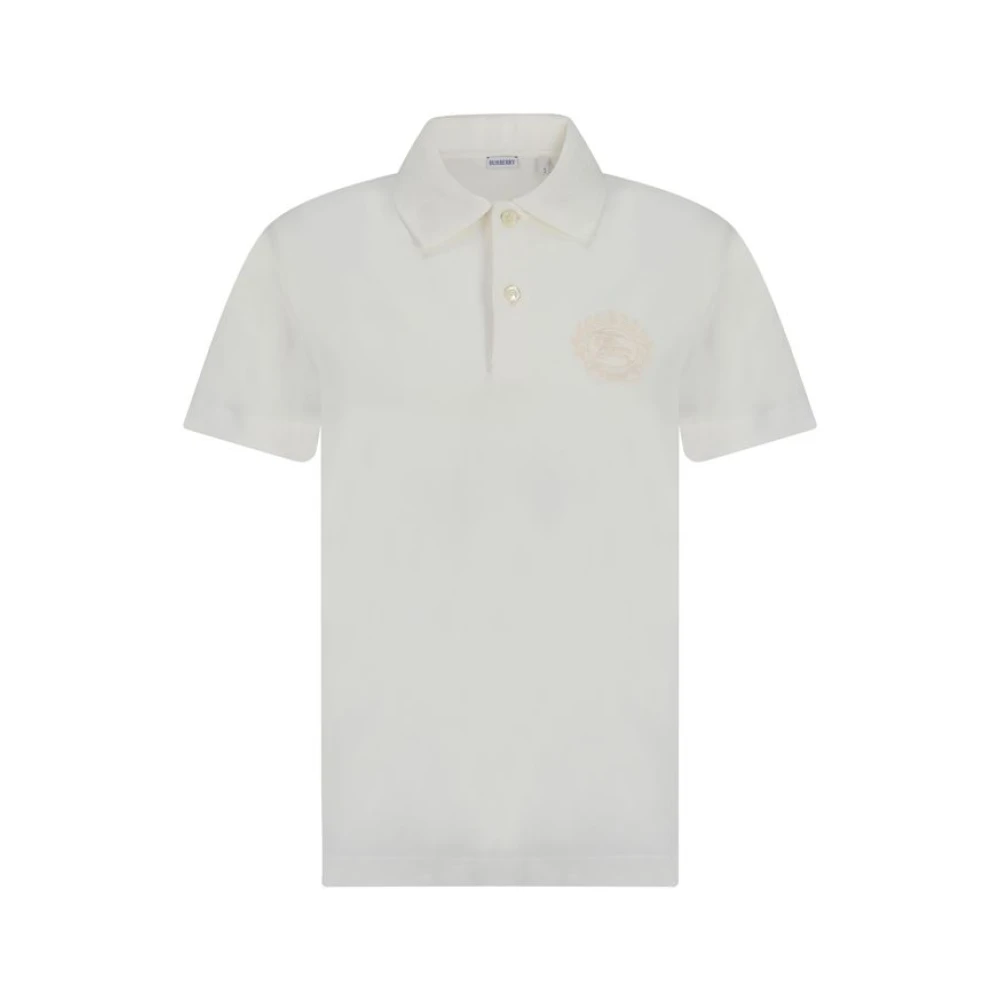 Burberry Polo Shirt met Equestrian Knight Logo White Heren