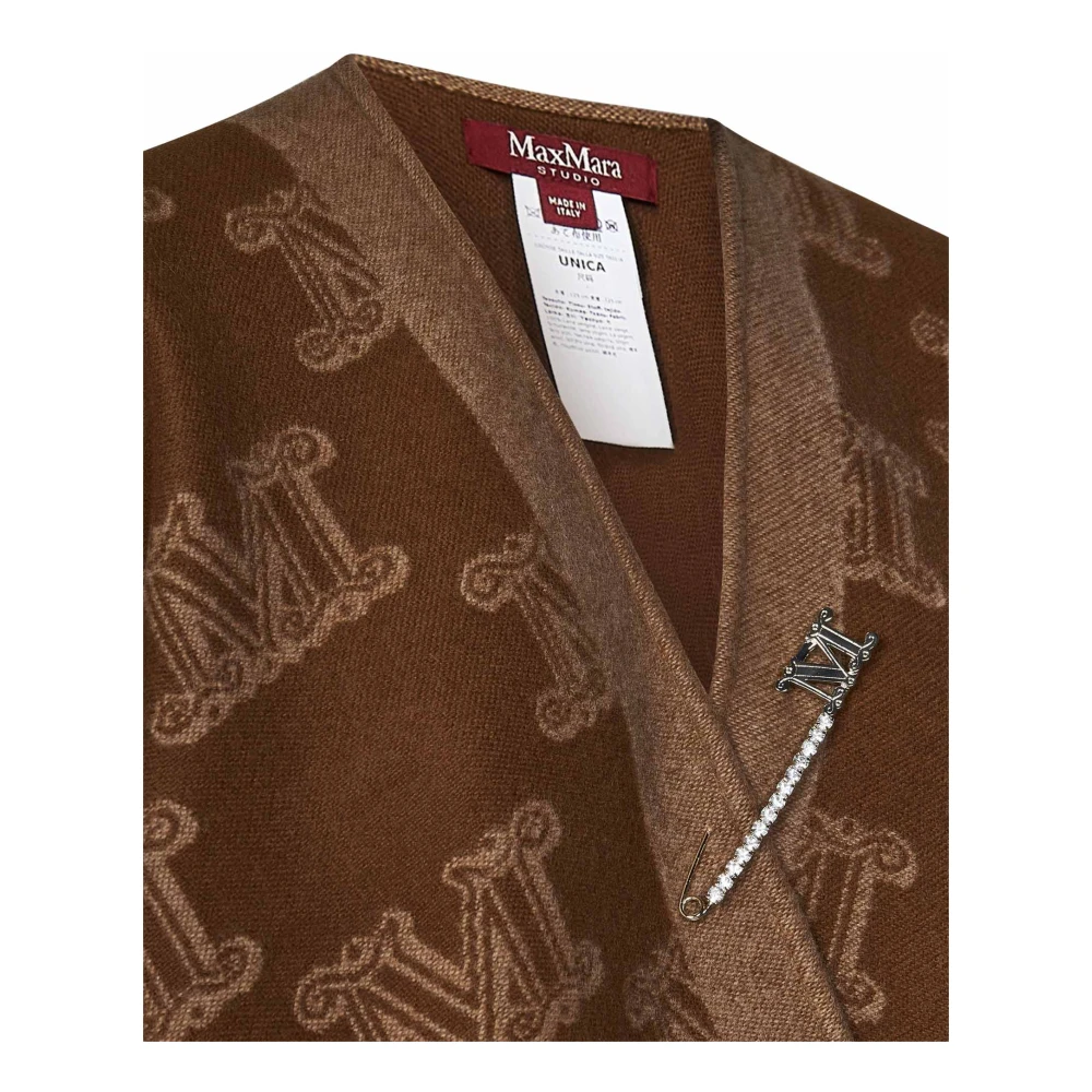 Max Mara Bruine wollen jas met franjes Brown Dames