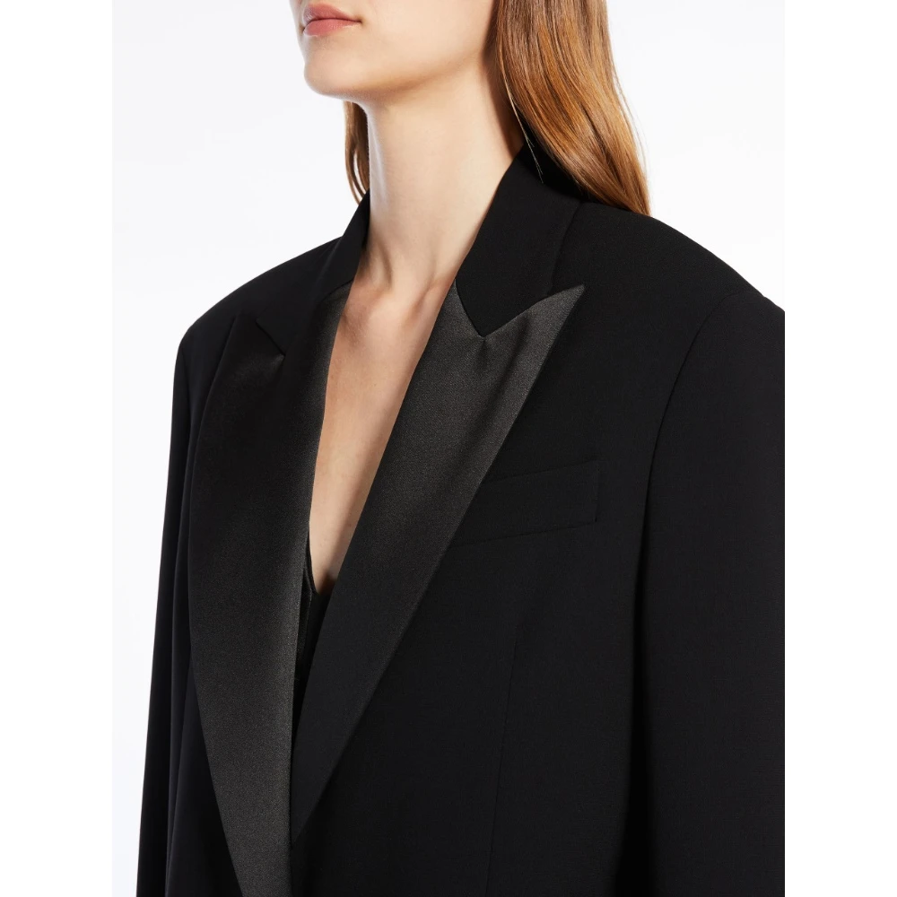 Max Mara Zwarte Oversized Smoking Jas Black Dames