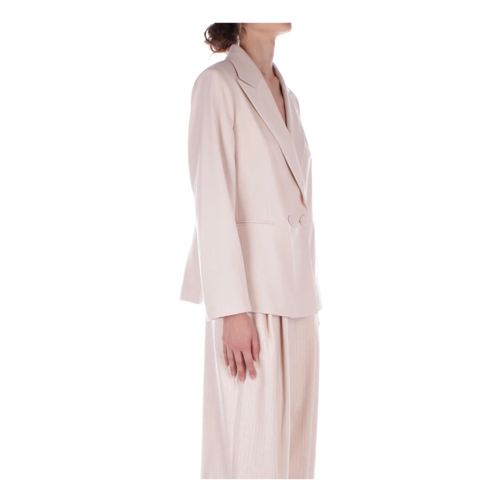 H2O Crème Double-Breasted Jas met Zakken Beige Dames