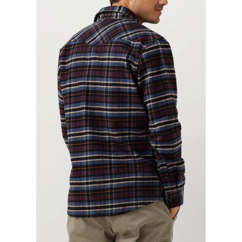 Butcher of Blue Paars Western Check Shirt Purple Heren