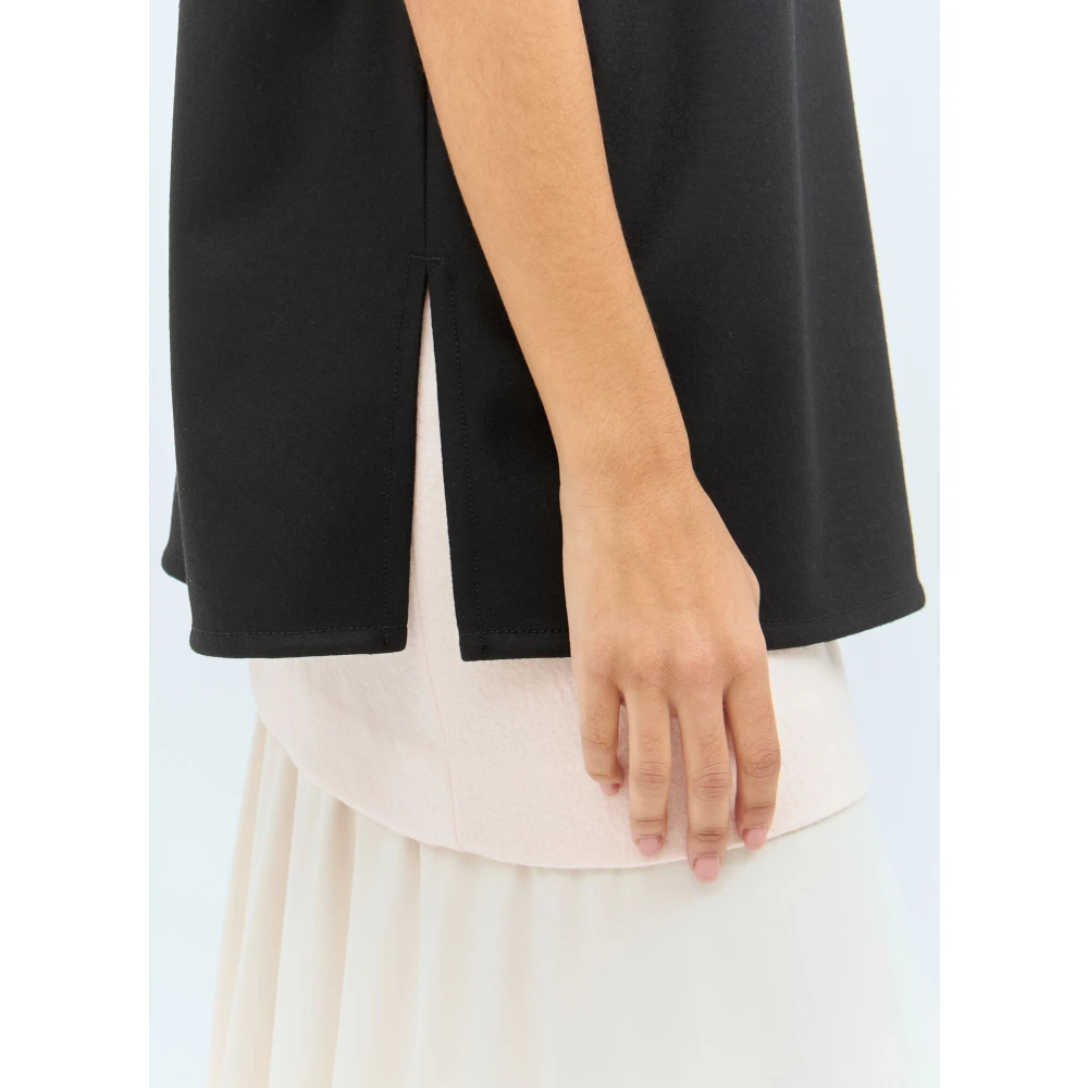Jil Sander Wollen T-shirt met ritssluiting en versiering Black Dames