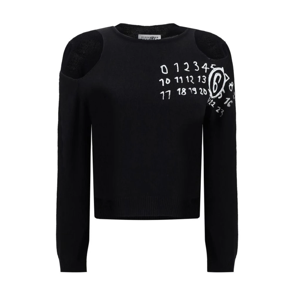 MM6 Maison Margiela Monochrome Wollen Trui met Uitgesneden Detail Black Dames