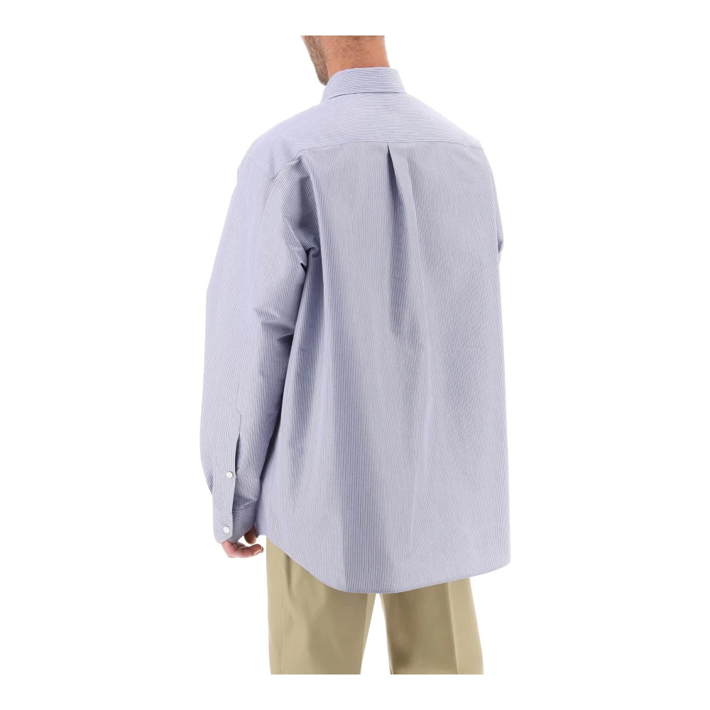Valentino Garavani Overhemd van technisch katoen met gestreept motief Blue Heren