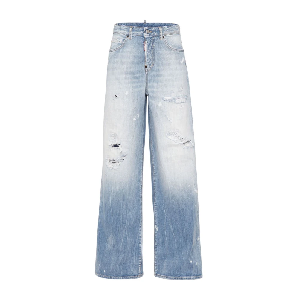 Dsquared2 Blauwe Denim Wide Leg Jeans Blue Dames