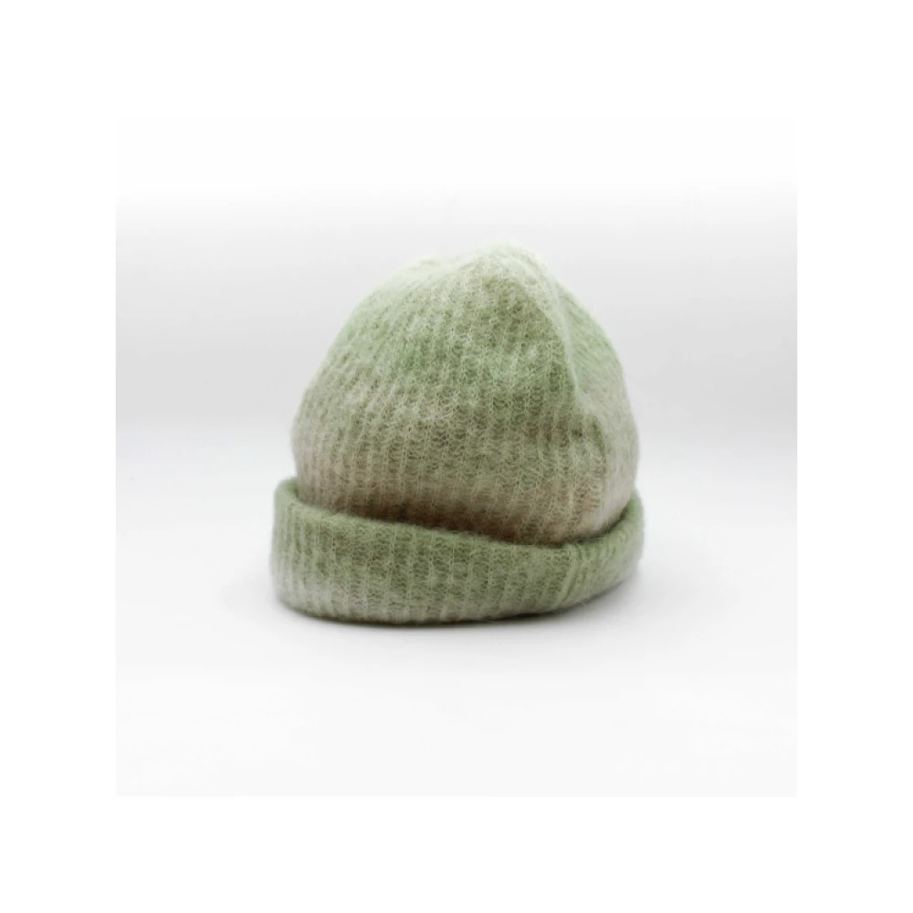 Altea Zachte Geribbelde Groene en Beige Alpaca Muts Multicolor Unisex