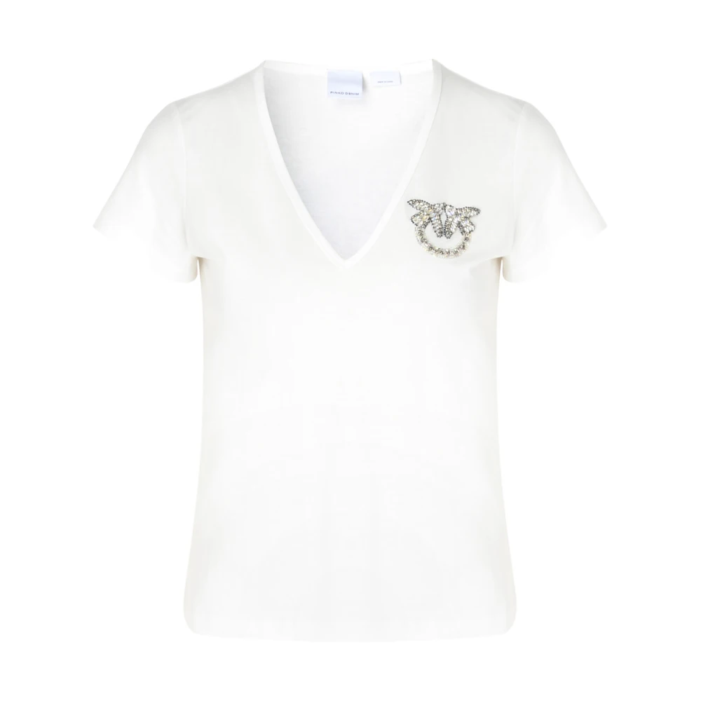 Pinko Witte Love Birds Logo T-shirt White Dames