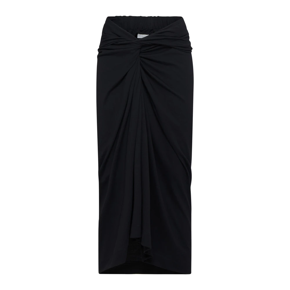 Dries Van Noten Zwarte Sarong-Stijl Gedrapeerde Rok Black Dames