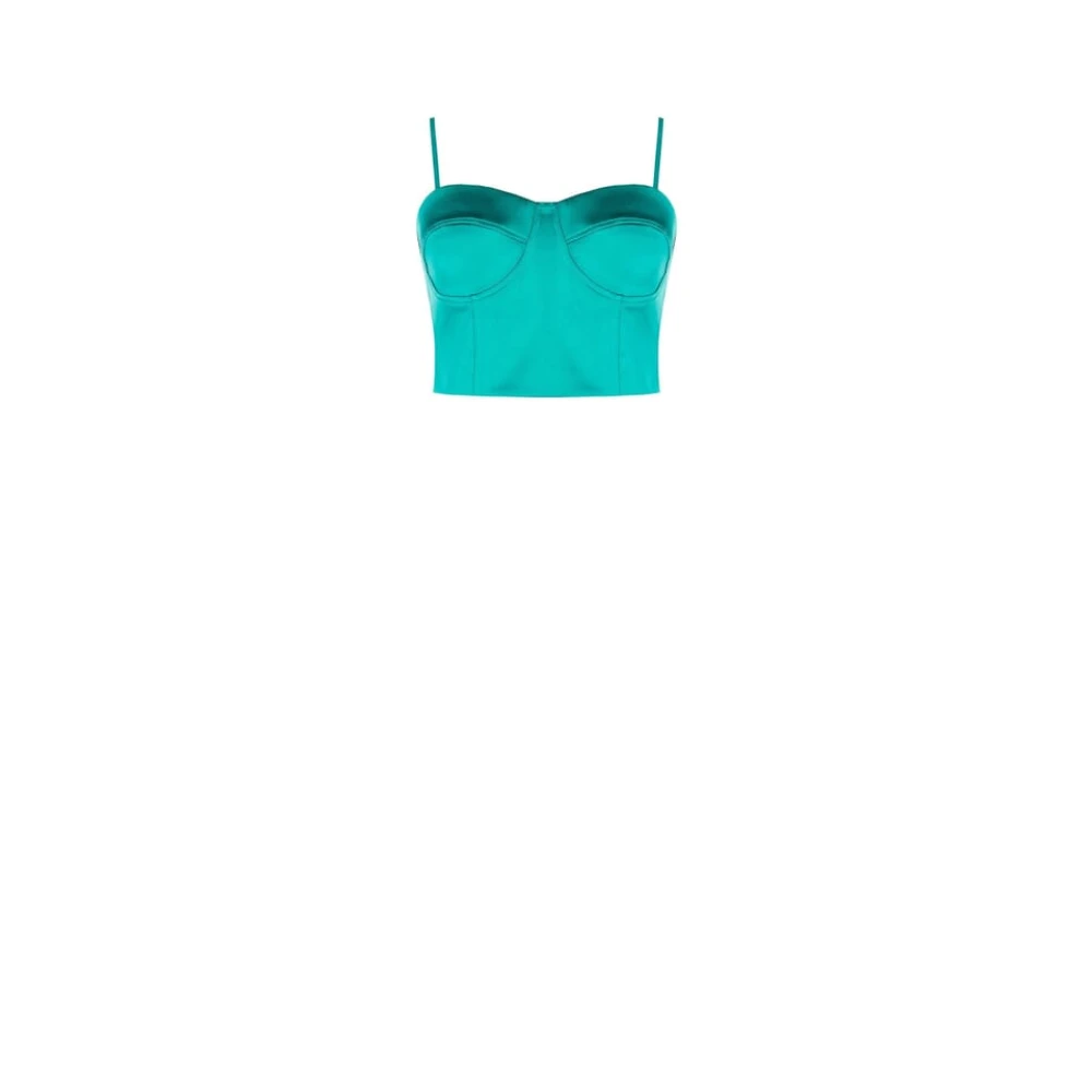 RINASCIMENTO Satijnen Corset met Zichtbare Stiksels Green Dames